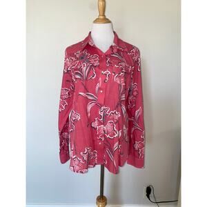 Western Aloha Texas Pearl Snap Pink Floral Shirt L/S size XL